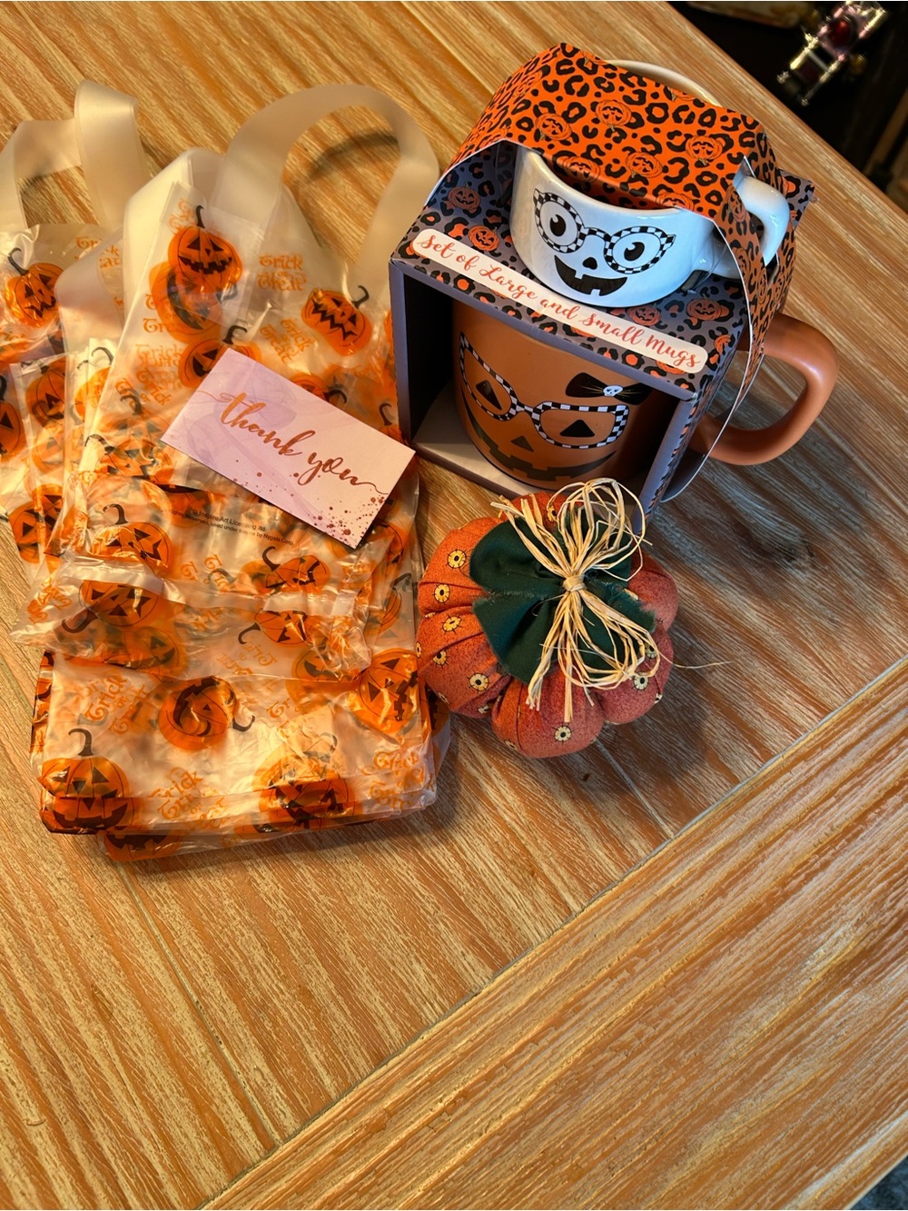 Halloween Pumpkin Mug Gift Set - Orange Ceramic Mugs
